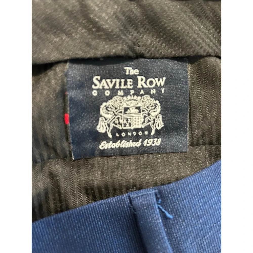 The Savile Row‎ Company Mens Navy Blue Textured Dress Pants 30x32 Flat Front